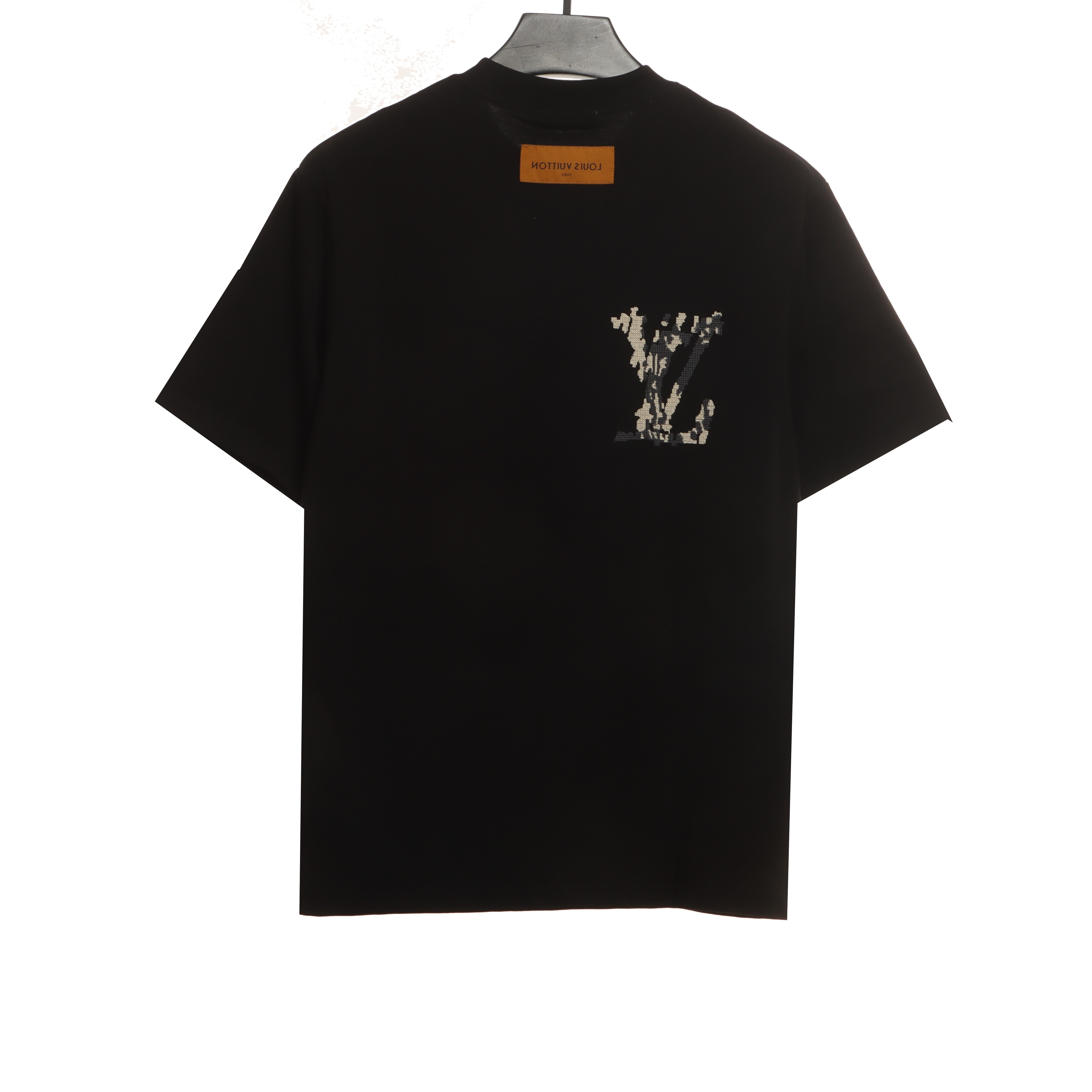 Louis Vuitton cross stitch flower letter T-Shirts black