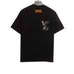  Louis Vuitton cross stitch flower letter T-Shirts black