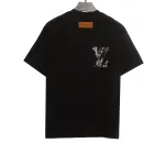 Louis Vuitton cross stitch flower letter T-Shirts black