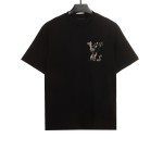  Louis Vuitton cross stitch flower letter T-Shirts black