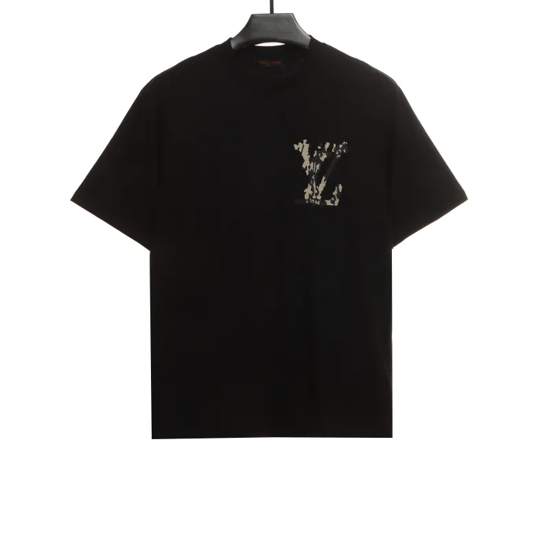 Louis Vuitton cross stitch flower letter T-Shirts black
