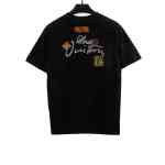 Louis Vuitton floral letter embroidered T-Shirts black