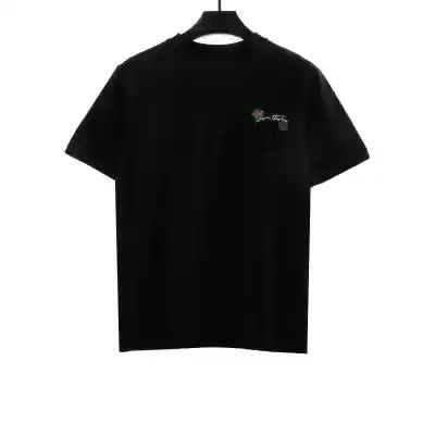 Louis Vuitton floral letter embroidered T-Shirts black 01