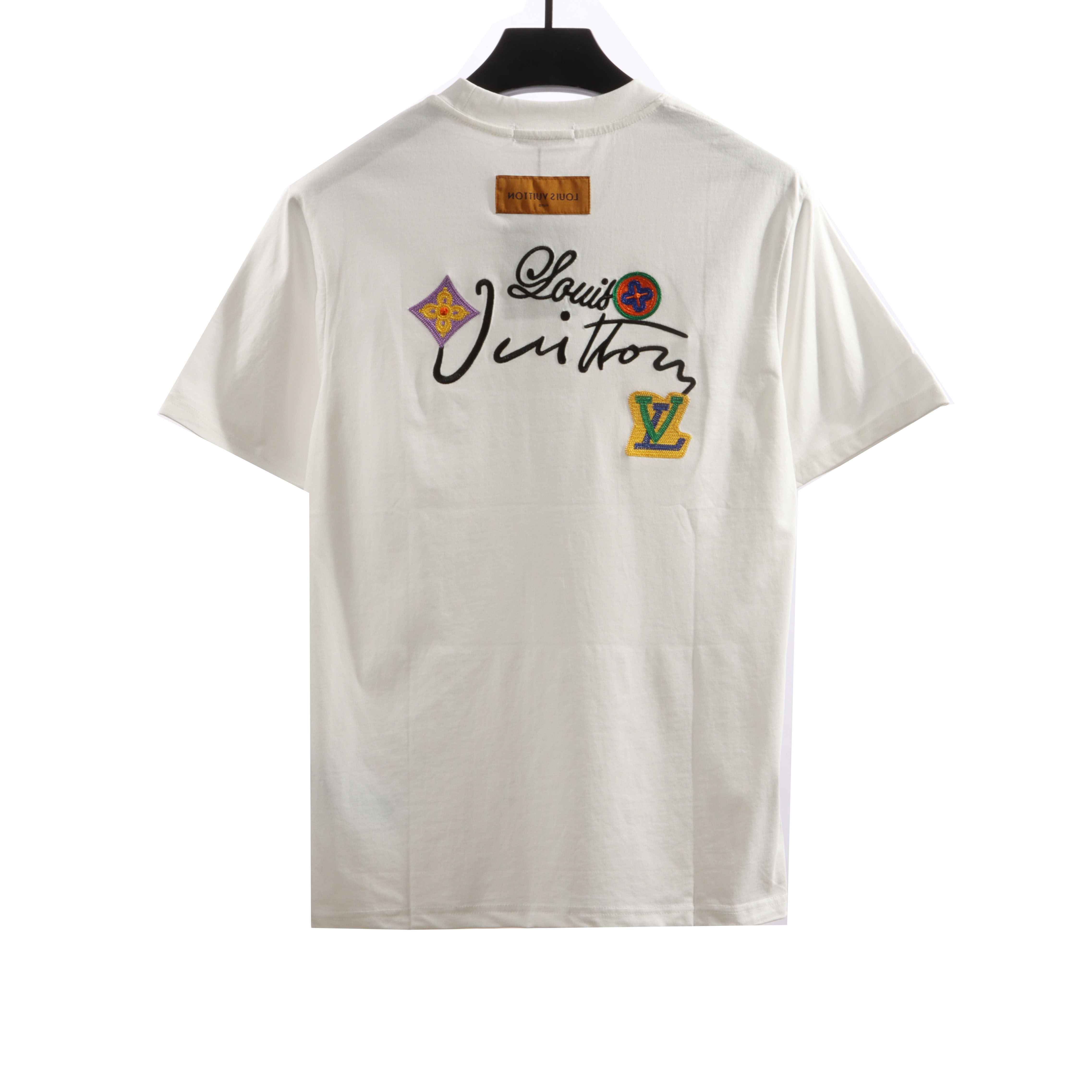 Louis Vuitton floral letter embroidered T-Shirts white