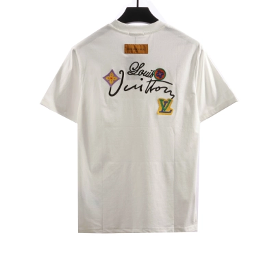 Louis Vuitton floral letter embroidered T-Shirts white 02