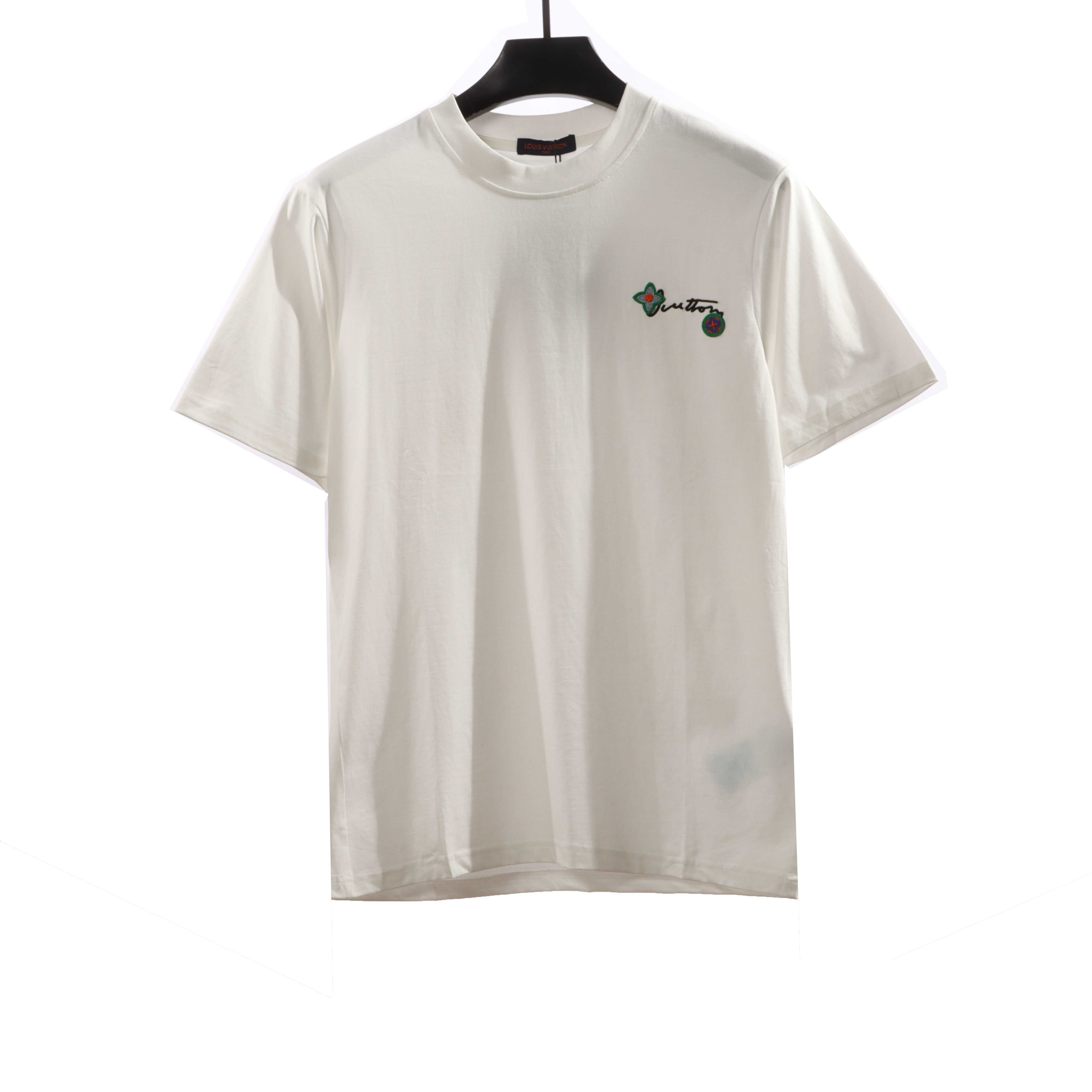 Louis Vuitton floral letter embroidered T-Shirts white