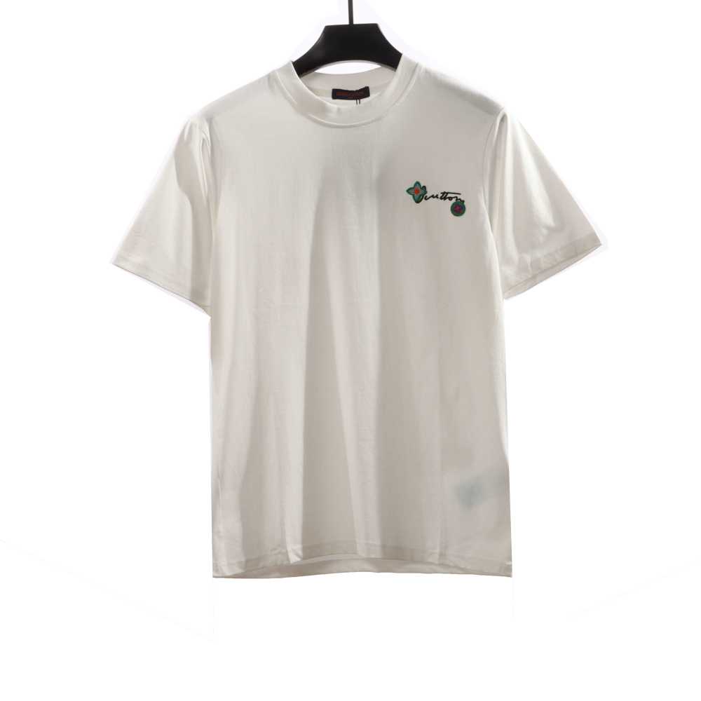 Louis Vuitton floral letter embroidered T-Shirts white