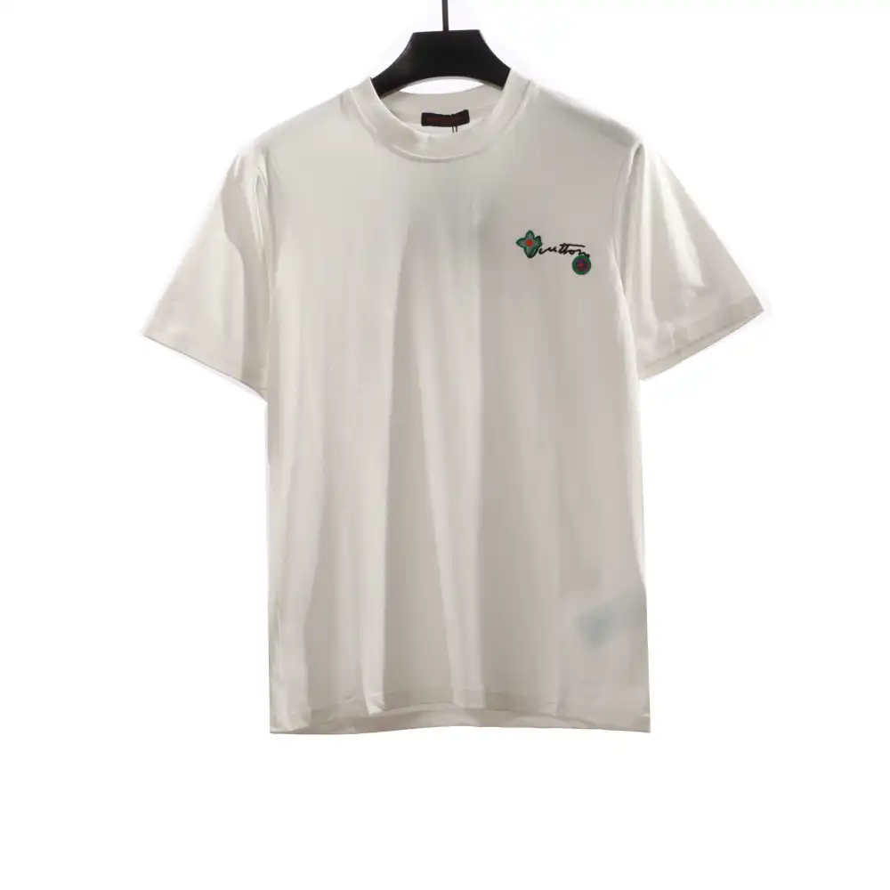 Louis Vuitton floral letter embroidered T-Shirts white