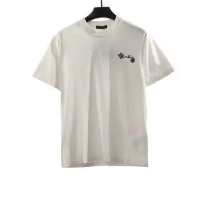 Louis Vuitton floral letter embroidered T-Shirts white 01