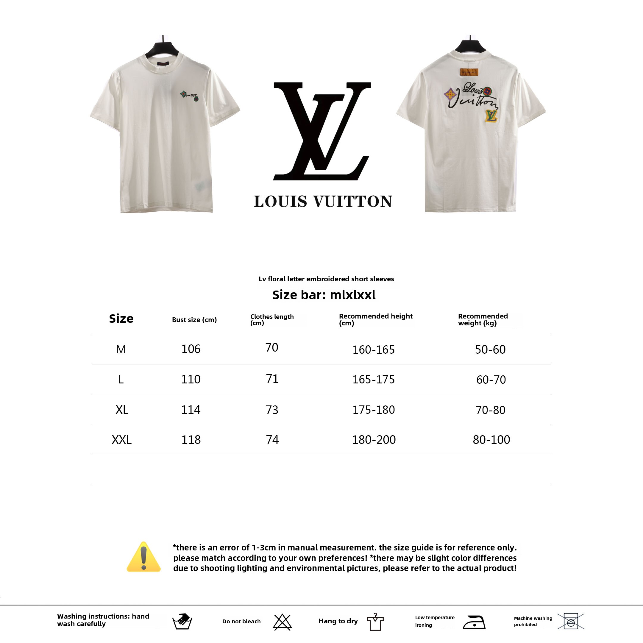 Louis Vuitton floral letter embroidered T-Shirts white