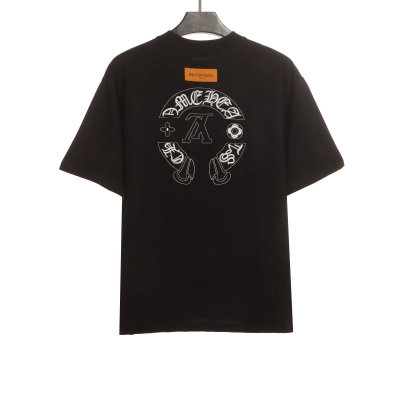 Louis Vuitton joint Chrome Hearts patch horseshoe T-Shirts black 02