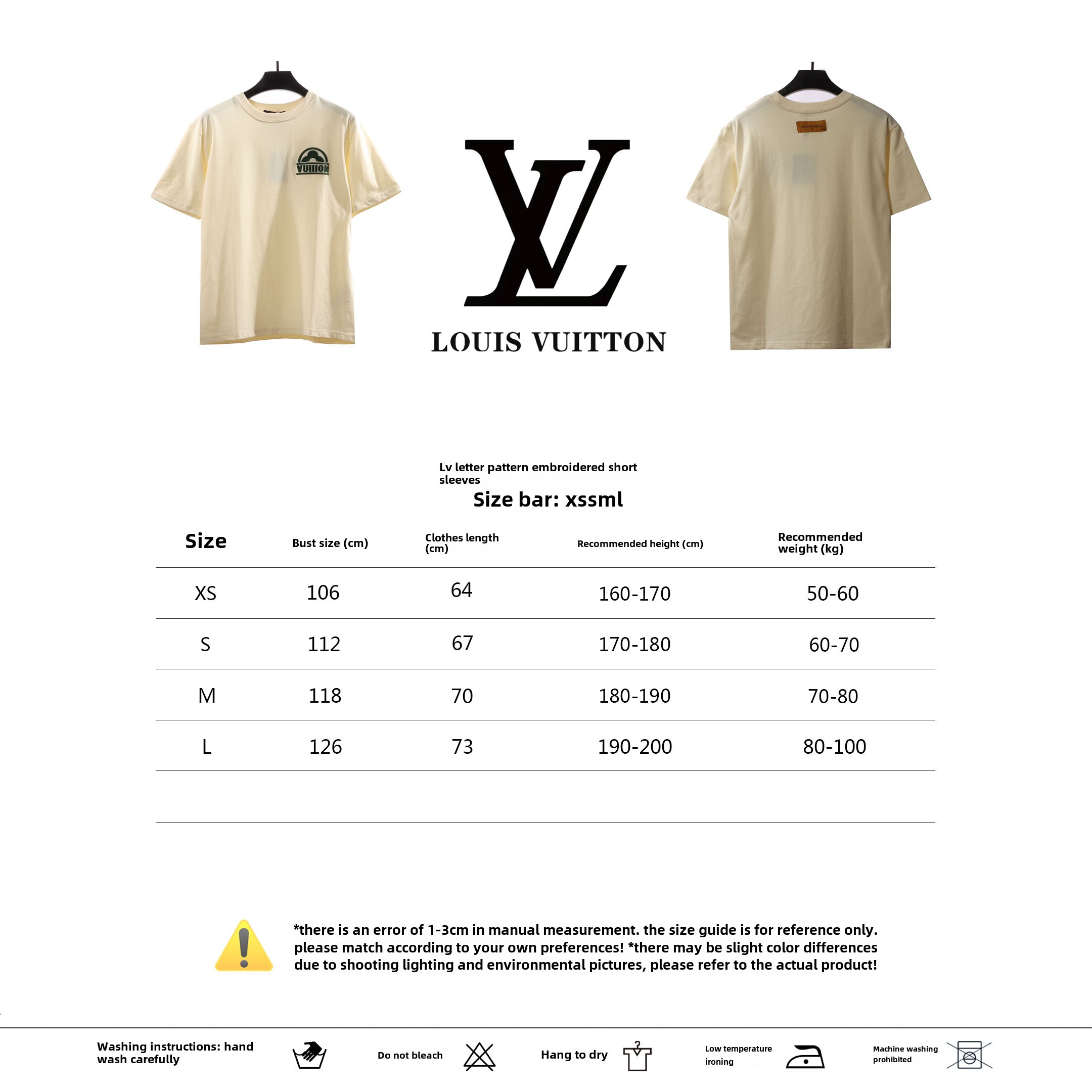 Louis Vuitton letter pattern embroidered T-Shirts