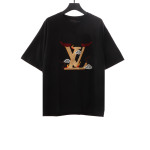  Louis Vuitton letter towel embroidered T-Shirts black
