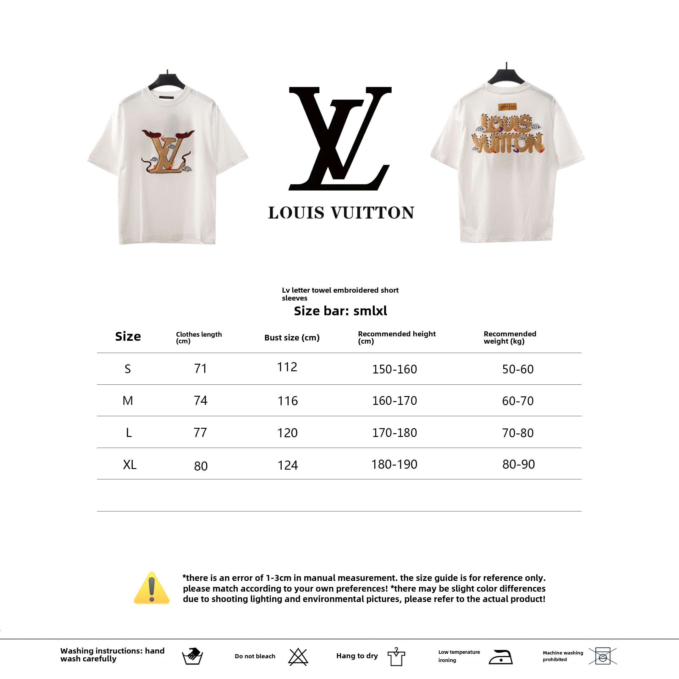 Louis Vuitton letter towel embroidered T-Shirts white