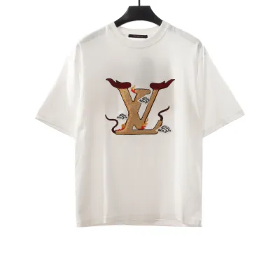 Louis Vuitton letter towel embroidered T-Shirts white 01