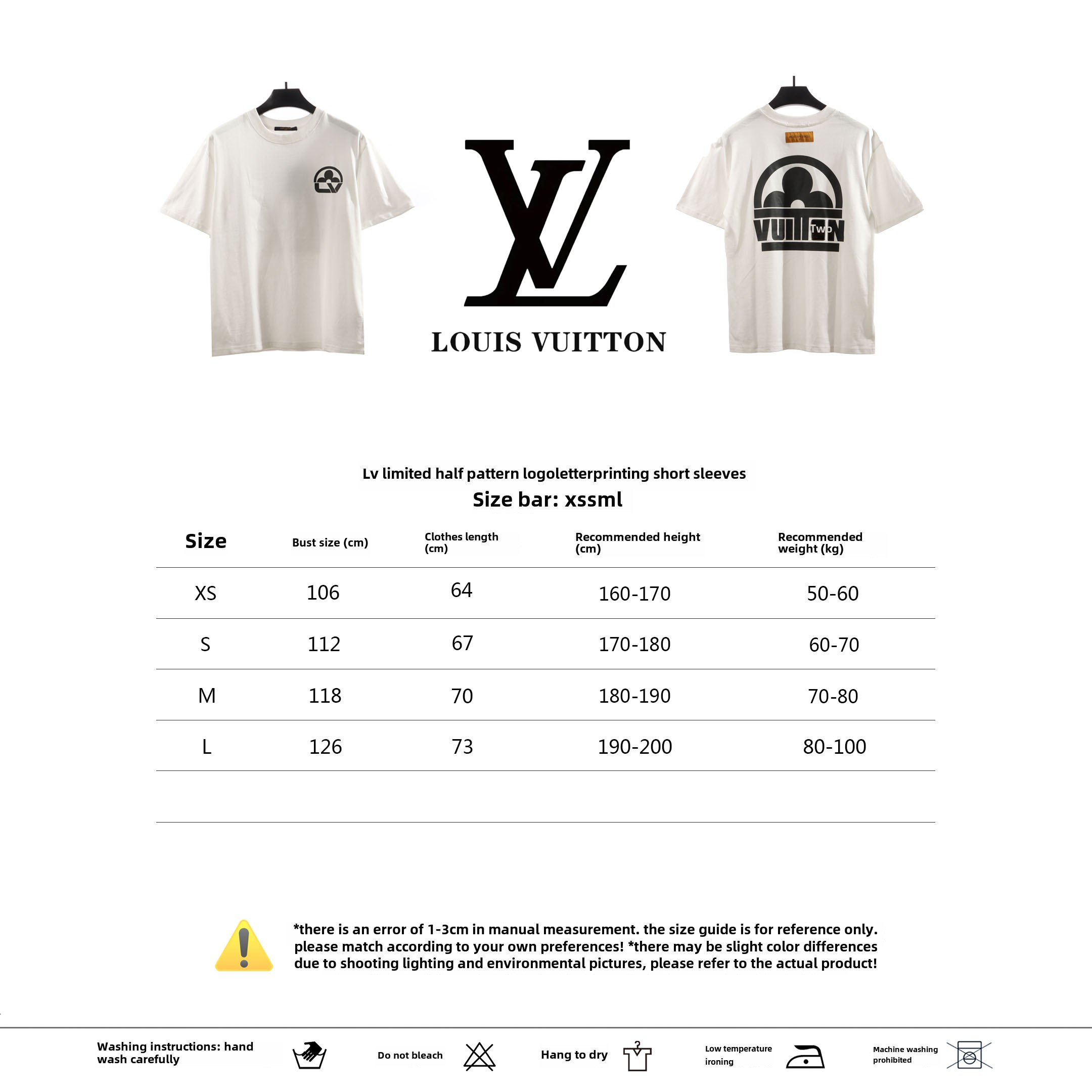 Louis Vuitton limited half pattern LOGO letter print T-Shirts white