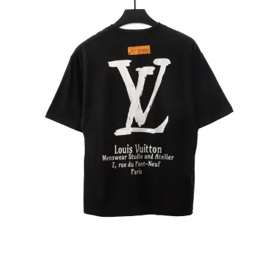 Louis Vuitton limited slogan V letter T-Shirts black 02