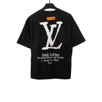 Louis Vuitton limited slogan V letter T-Shirts black 02