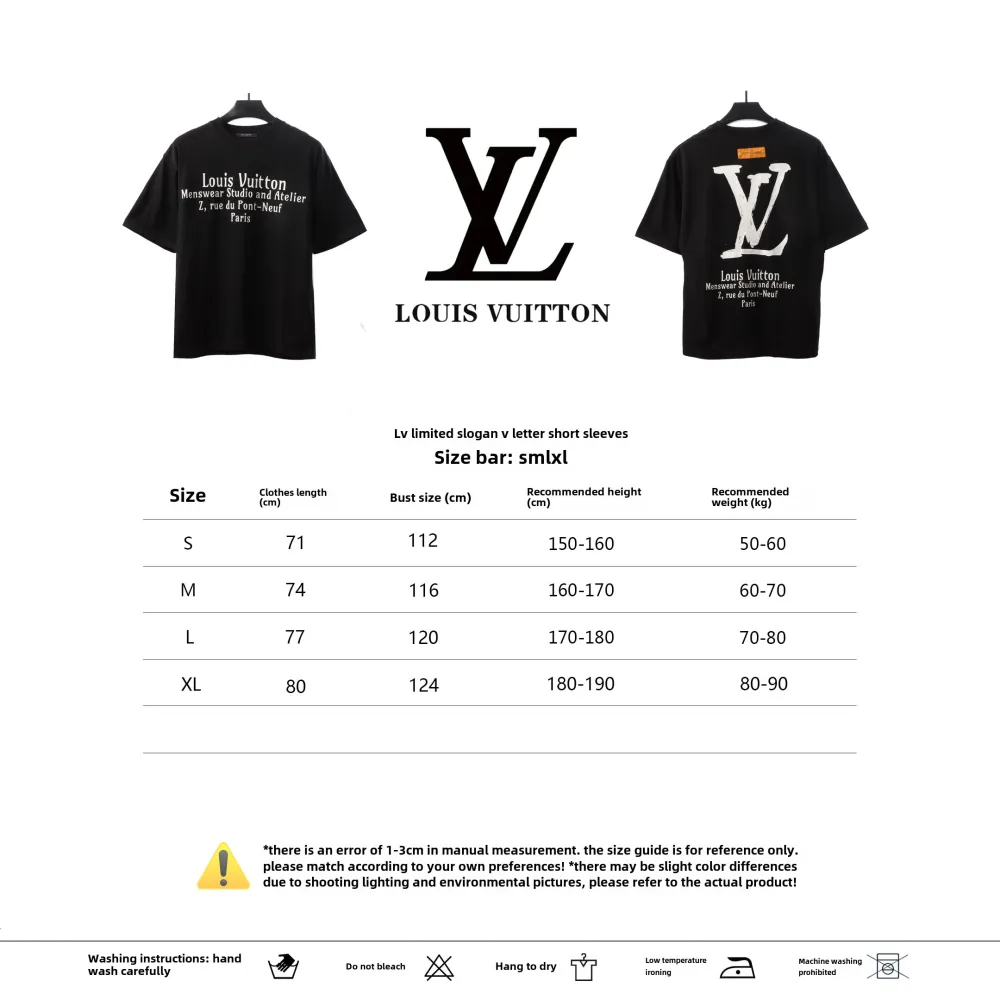 Louis Vuitton limited slogan V letter T-Shirts black