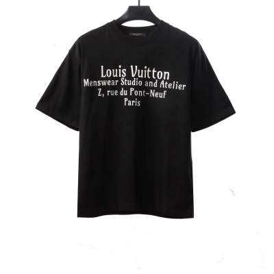 Louis Vuitton limited slogan V letter T-Shirts black 01