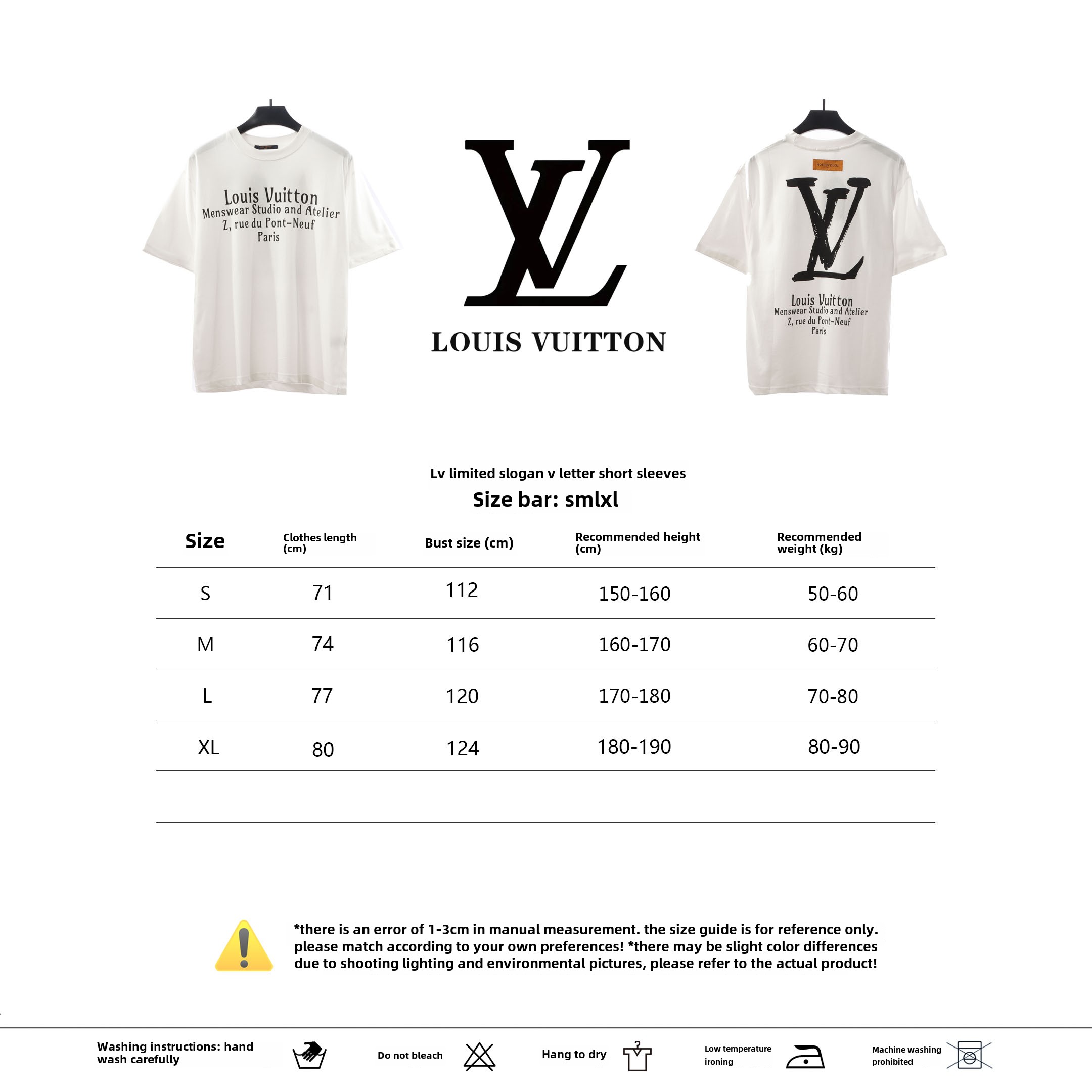 Louis Vuitton limited slogan V letter T-Shirts white