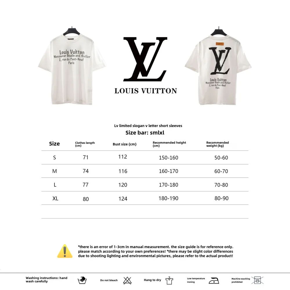  Louis Vuitton limited slogan V letter T-Shirts white