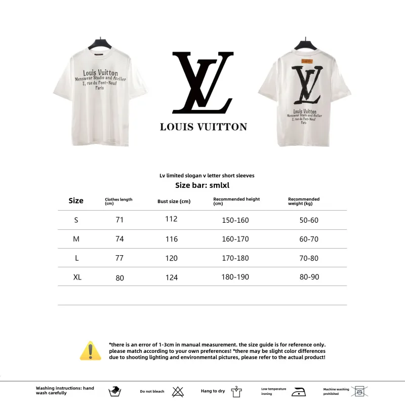  Louis Vuitton limited slogan V letter T-Shirts white