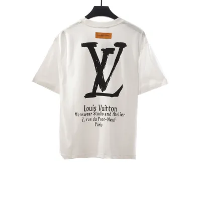  Louis Vuitton limited slogan V letter T-Shirts white 02