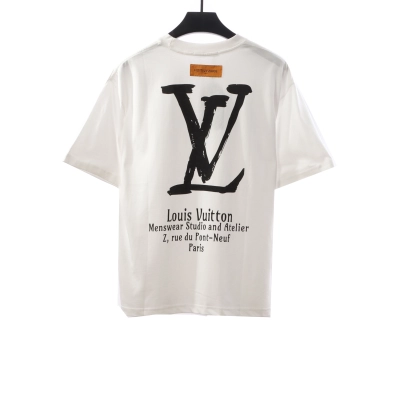 Louis Vuitton limited slogan V letter T-Shirts white 02