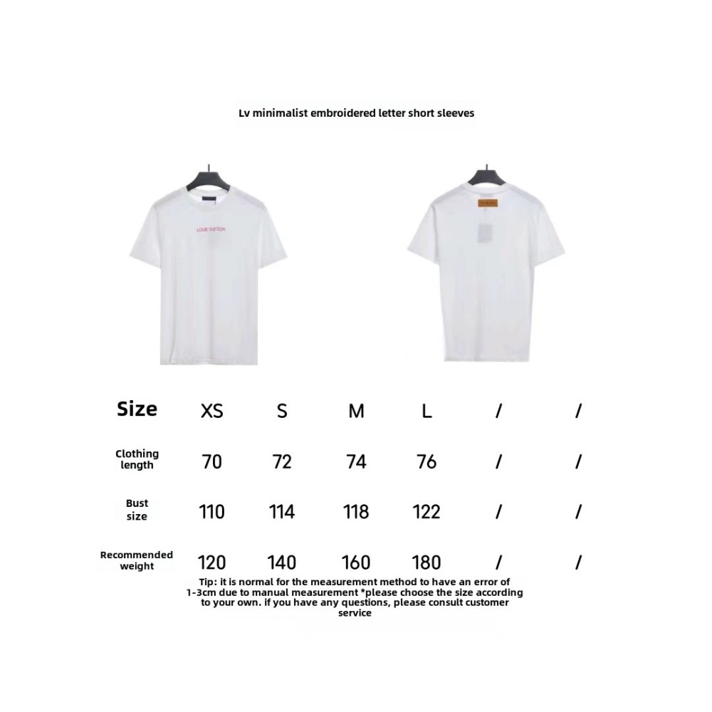  Louis Vuitton Minimalist embroidered letter T-Shirts 2