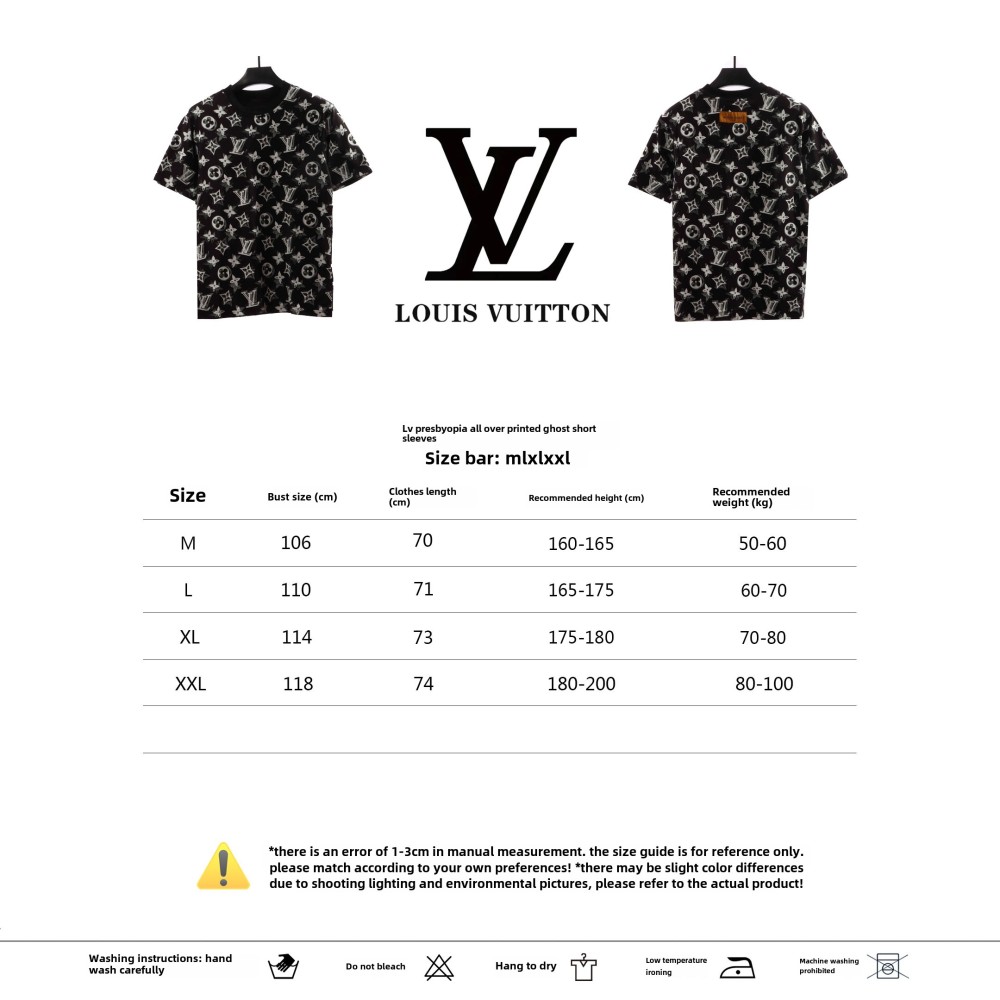  Louis Vuitton monogram full print double shadow T-Shirts black