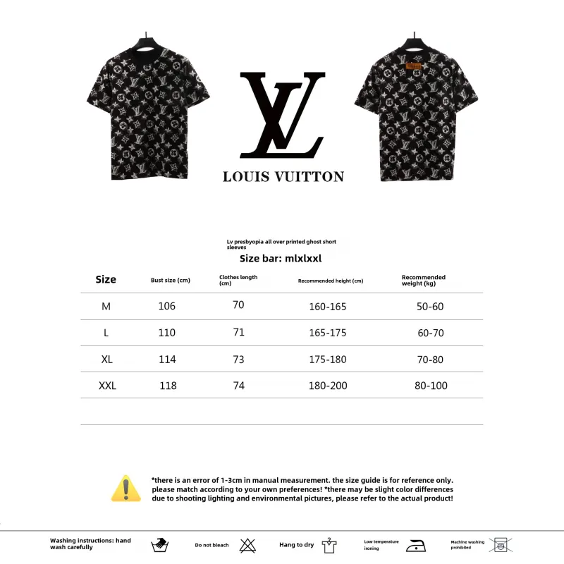  Louis Vuitton monogram full print double shadow T-Shirts black
