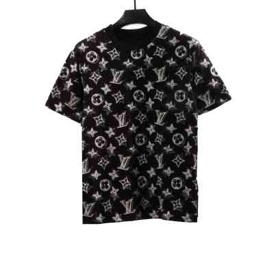  Louis Vuitton monogram full print double shadow T-Shirts black 01