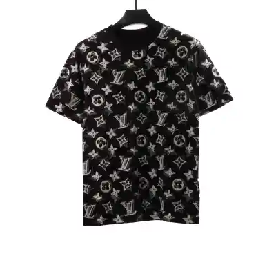 Louis Vuitton monogram full print double shadow T-Shirts black 01