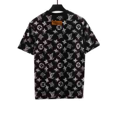  Louis Vuitton monogram full print double shadow T-Shirts black 02