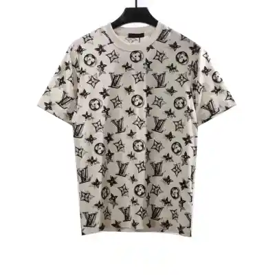 Louis Vuitton monogram full print double shadow T-Shirts White 01