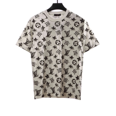 Louis Vuitton monogram full print double shadow T-Shirts White 01