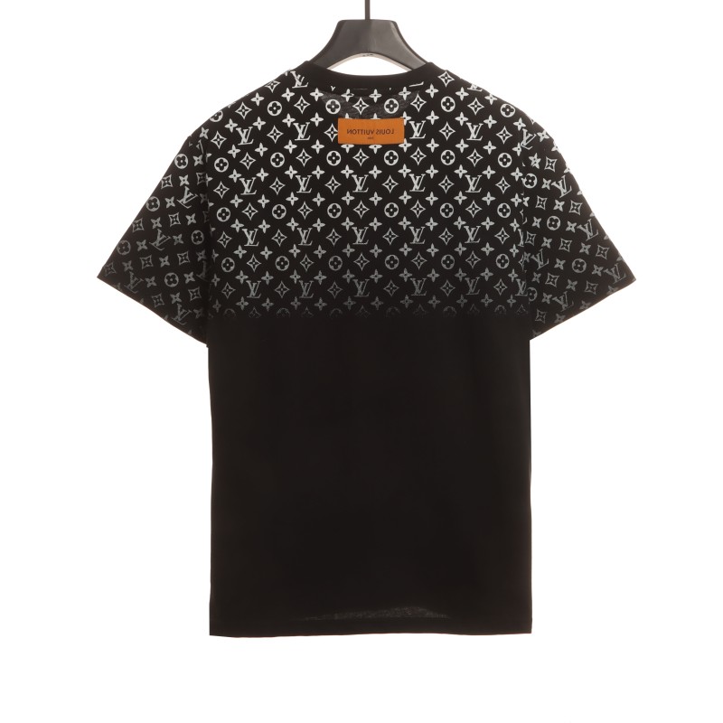  Louis Vuitton monogram full print gradient LOGO T-Shirts black