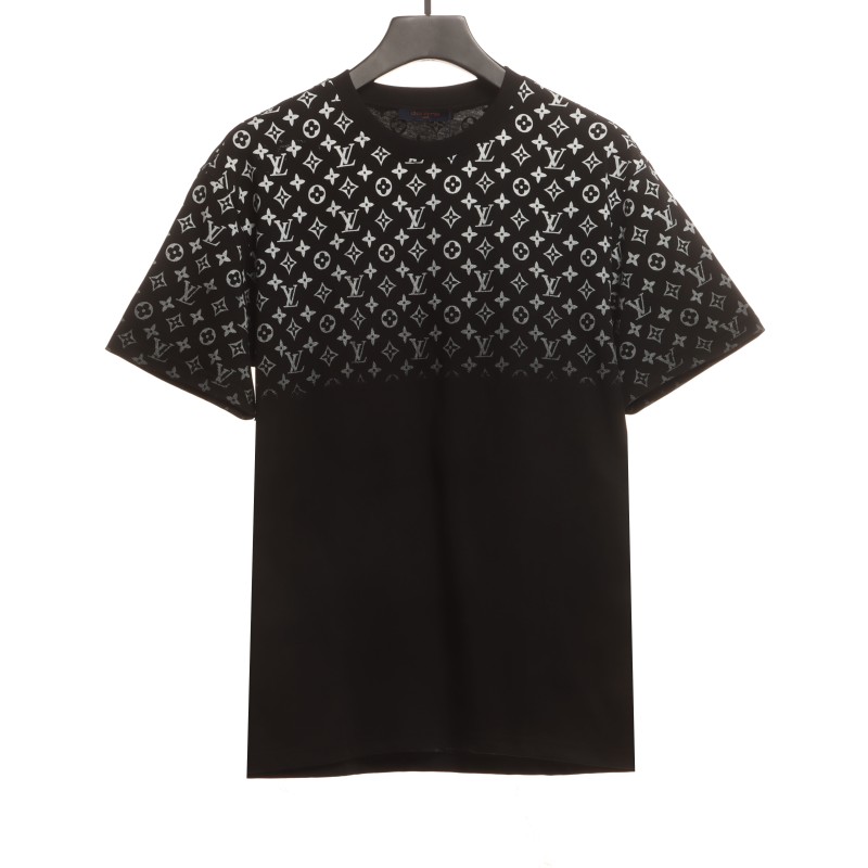  Louis Vuitton monogram full print gradient LOGO T-Shirts black