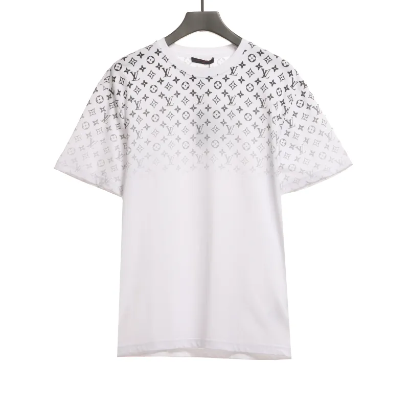  Louis Vuitton monogram full print gradient LOGO T-Shirts white