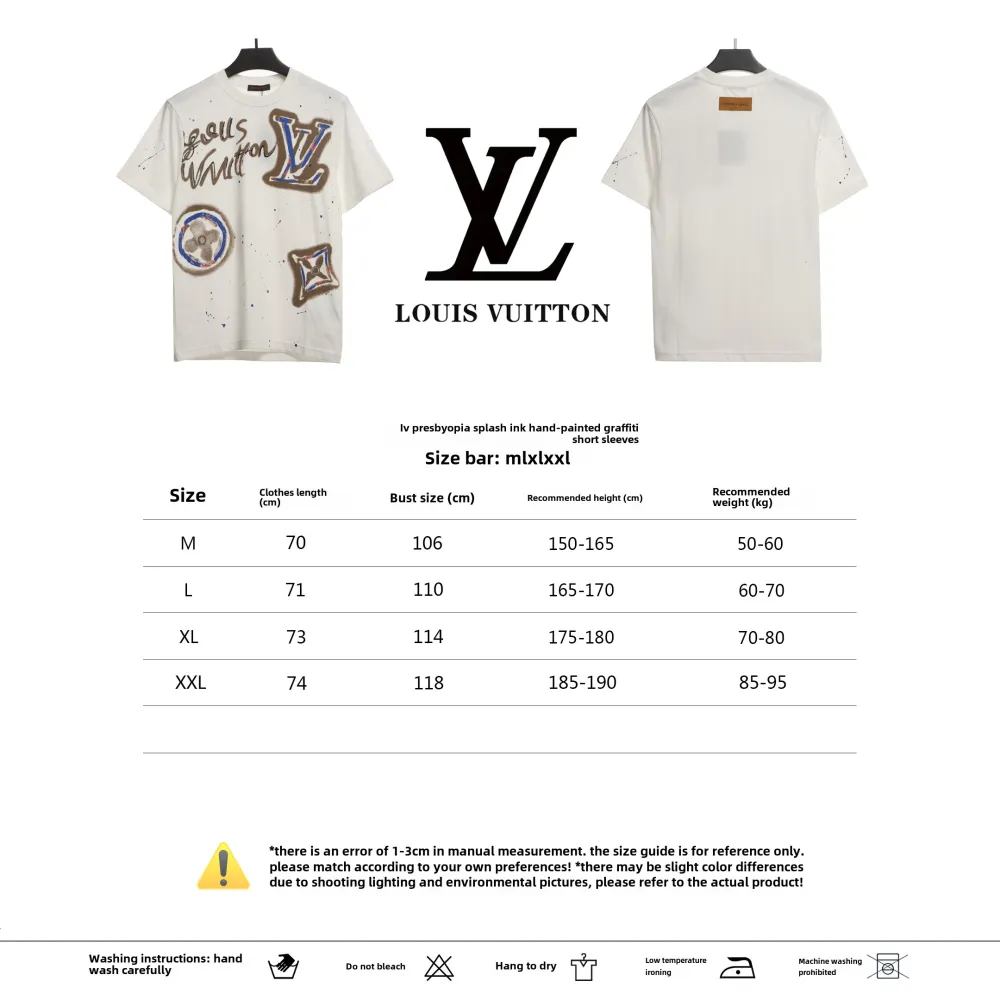 Louis Vuitton old flower ink hand-painted graffiti T-Shirts 1