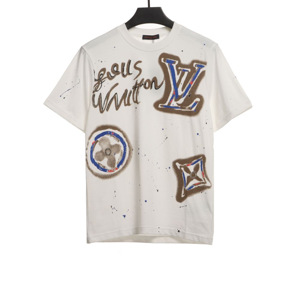  Louis Vuitton old flower ink hand-painted graffiti T-Shirts 1