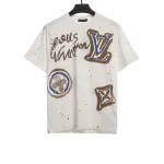 Louis Vuitton old flower ink hand-painted graffiti T-Shirts 1