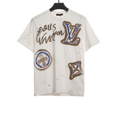  Louis Vuitton old flower ink hand-painted graffiti T-Shirts 1 01