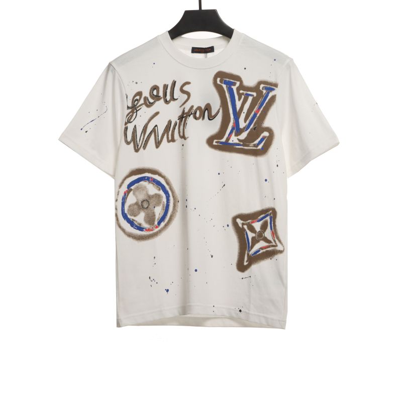  Louis Vuitton old flower ink hand-painted graffiti T-Shirts 1