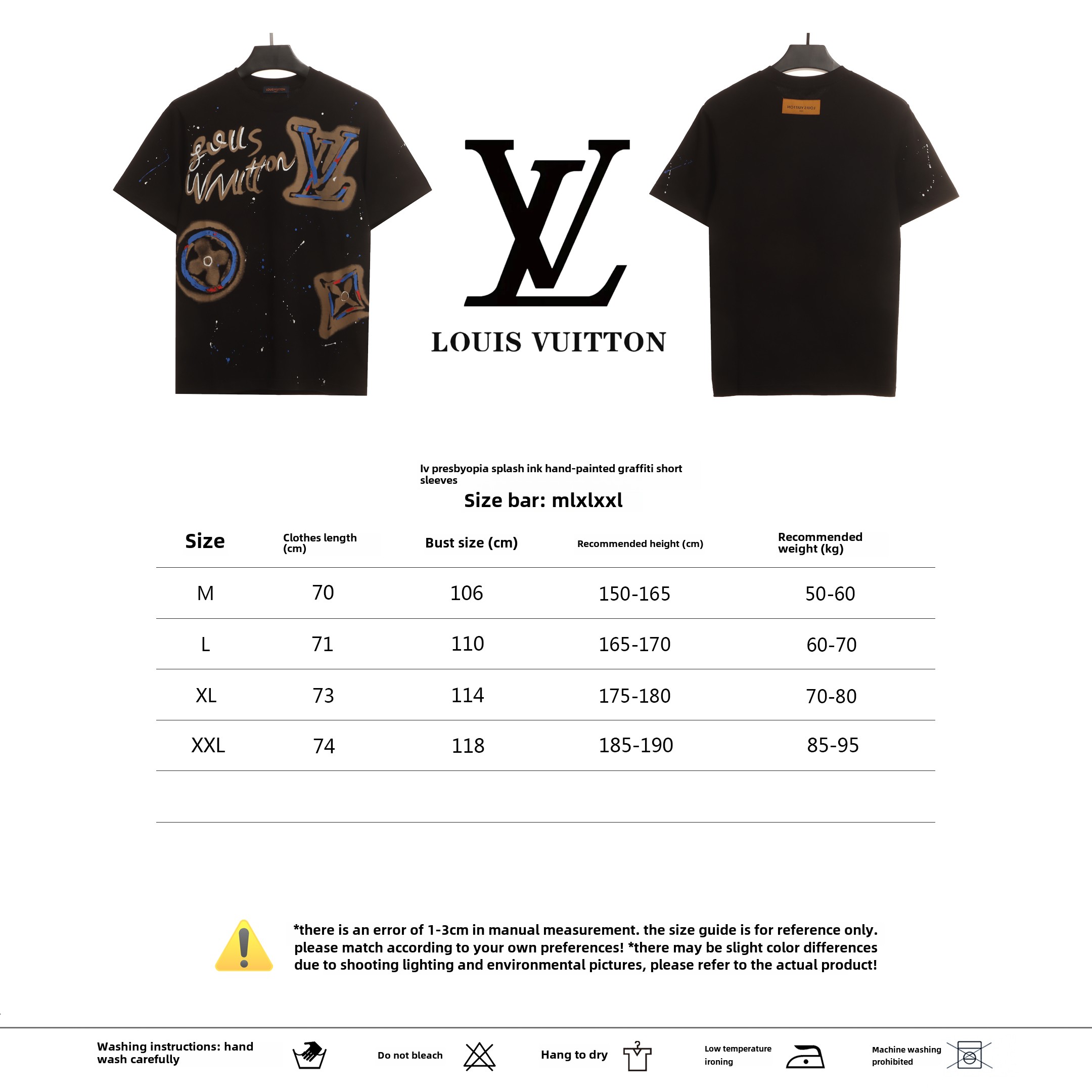 Louis Vuitton old flower ink hand-painted graffiti T-Shirts 2