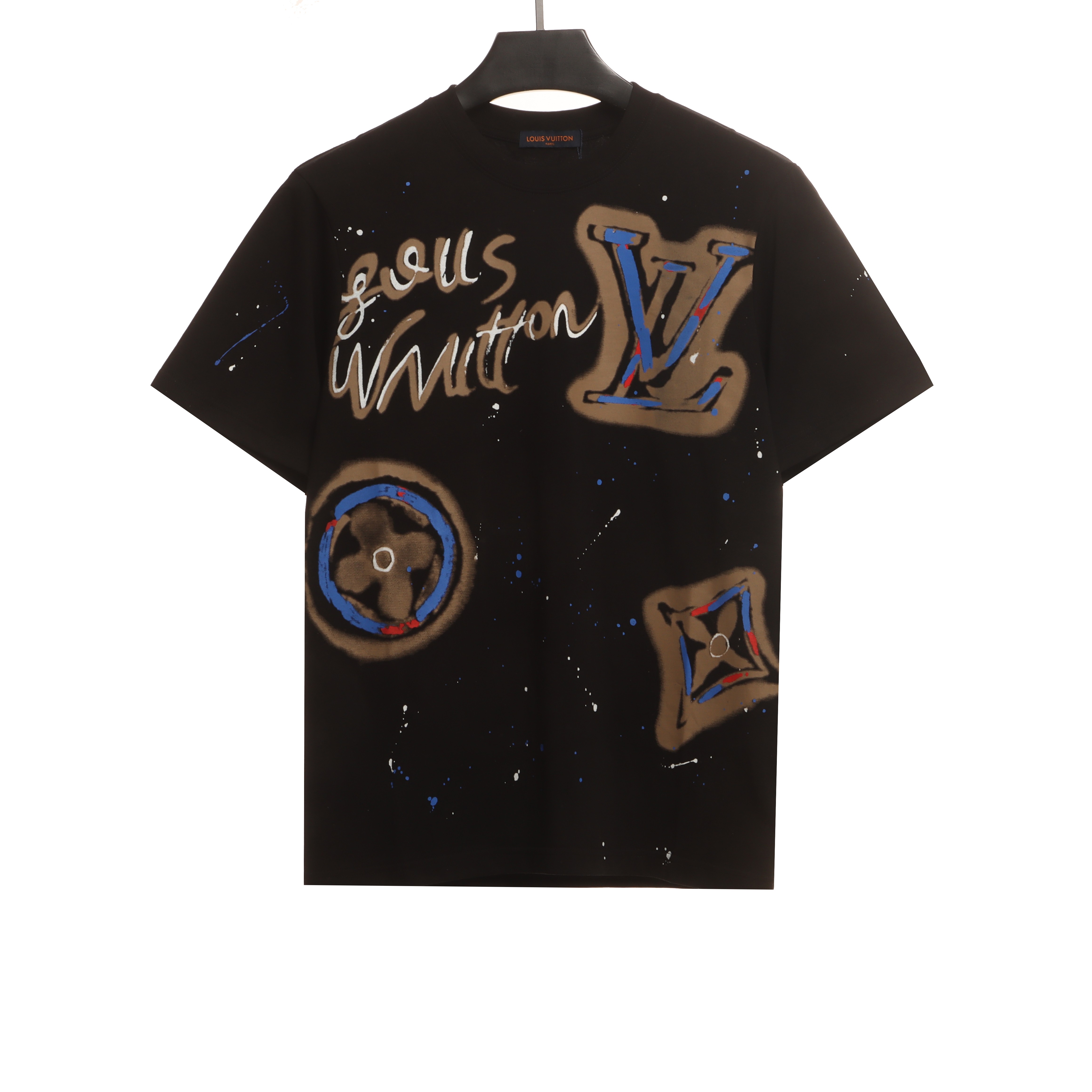 Louis Vuitton old flower ink hand-painted graffiti T-Shirts 2