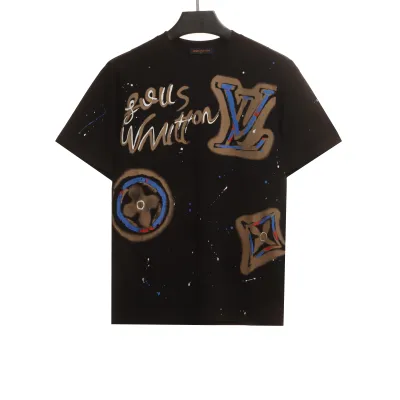 Louis Vuitton old flower ink hand-painted graffiti T-Shirts 2 01
