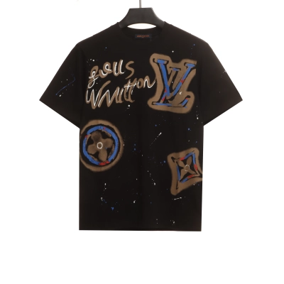 Louis Vuitton old flower ink hand-painted graffiti T-Shirts 2 01