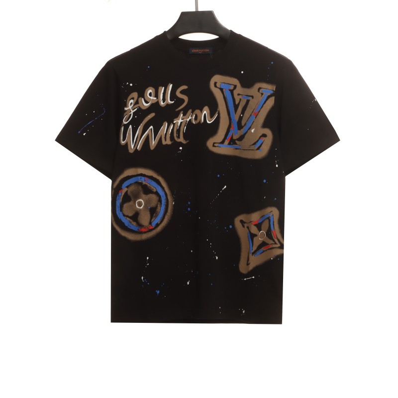  Louis Vuitton old flower ink hand-painted graffiti T-Shirts 2